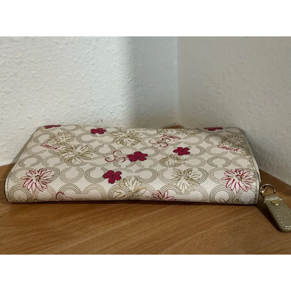 Coach Floral Print Accordion Zip Wallet EUC - Picture 5 of 7